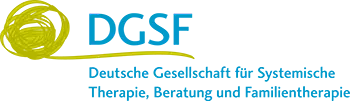 Das Hellblau-gelbe Logo der Deutschen Gesellschaft für Systemische Therapie, Beratung und Familientherapie